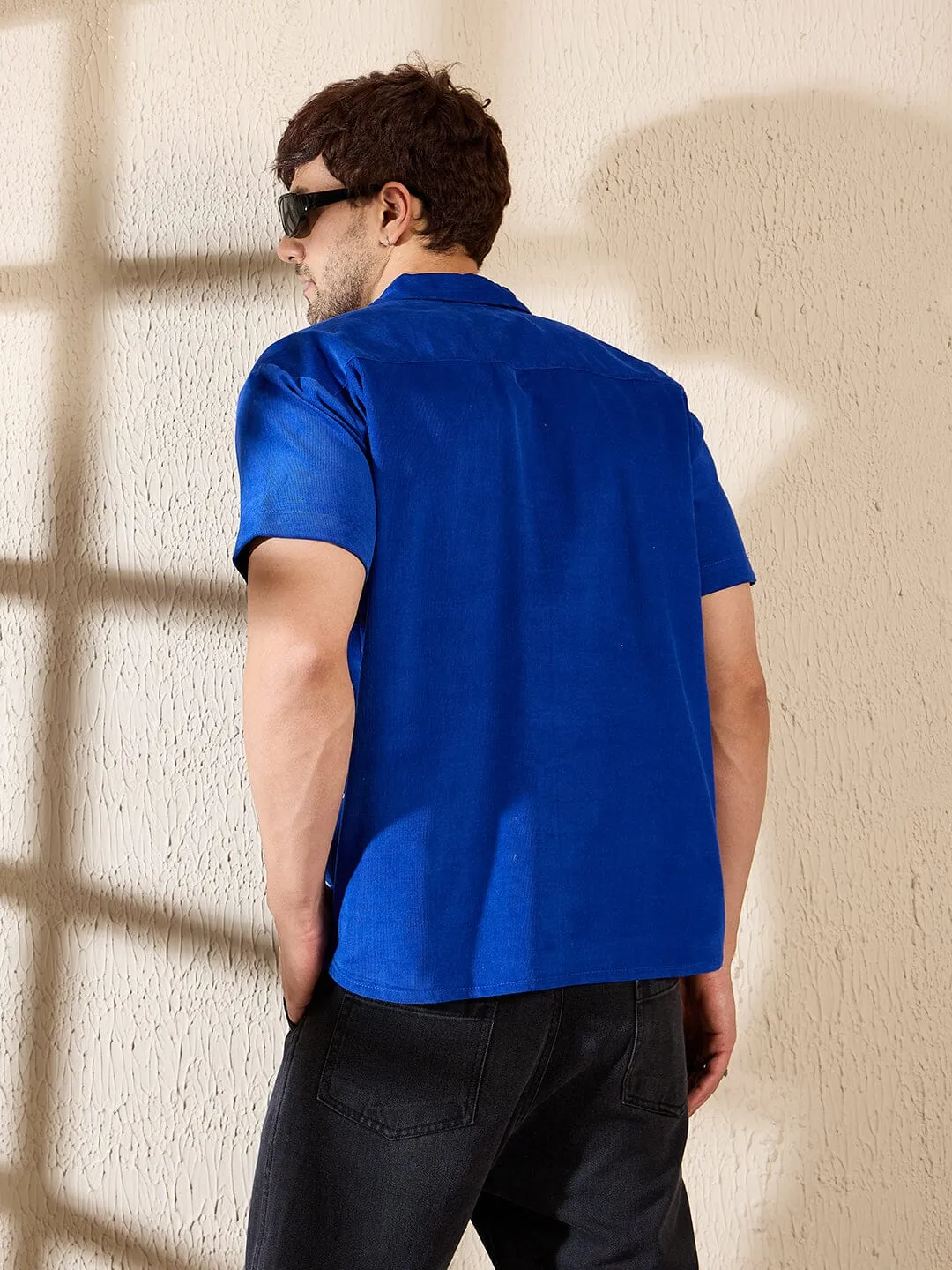 Royal Blue Corduroy Cuban Shirt