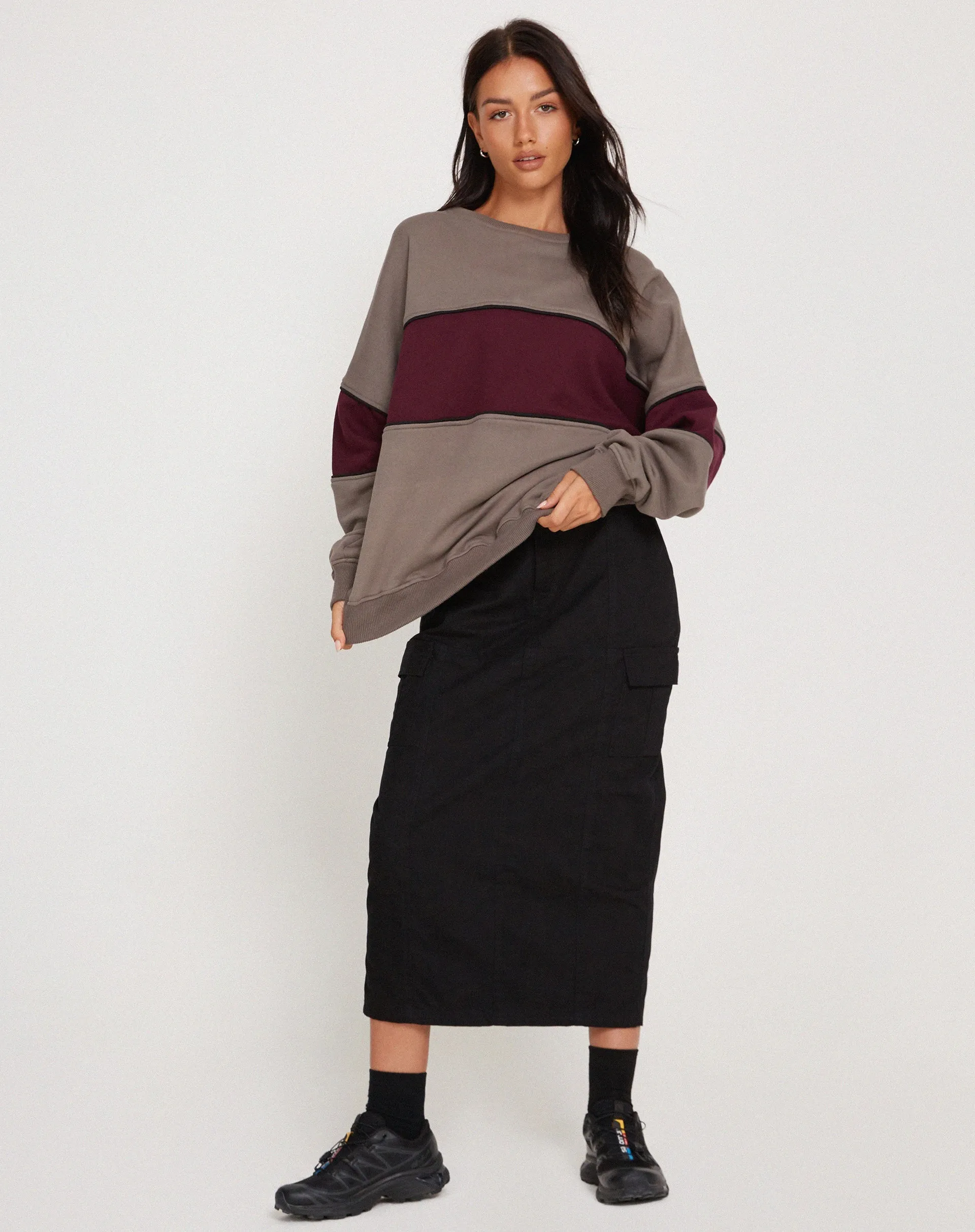 Samara Sweatshirt in Cloudburst Oxblood Black