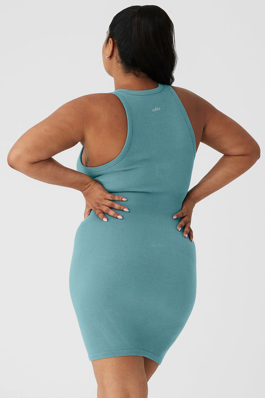 Seamless Ribbed Warm Nights Dress - Teal Agate