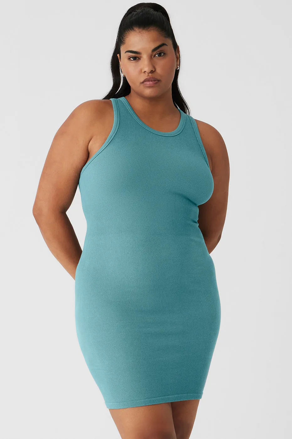 Seamless Ribbed Warm Nights Dress - Teal Agate