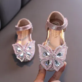 Shiny Butterfly Princess Shoes Exquisite Rhinestone Design Kids Shoes