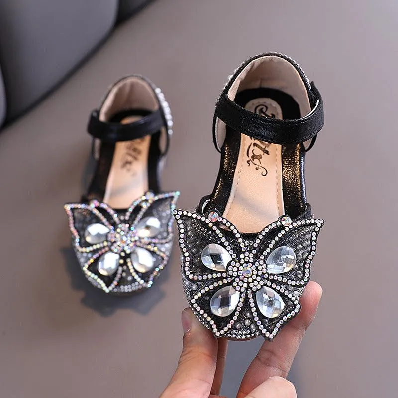 Shiny Butterfly Princess Shoes Exquisite Rhinestone Design Kids Shoes