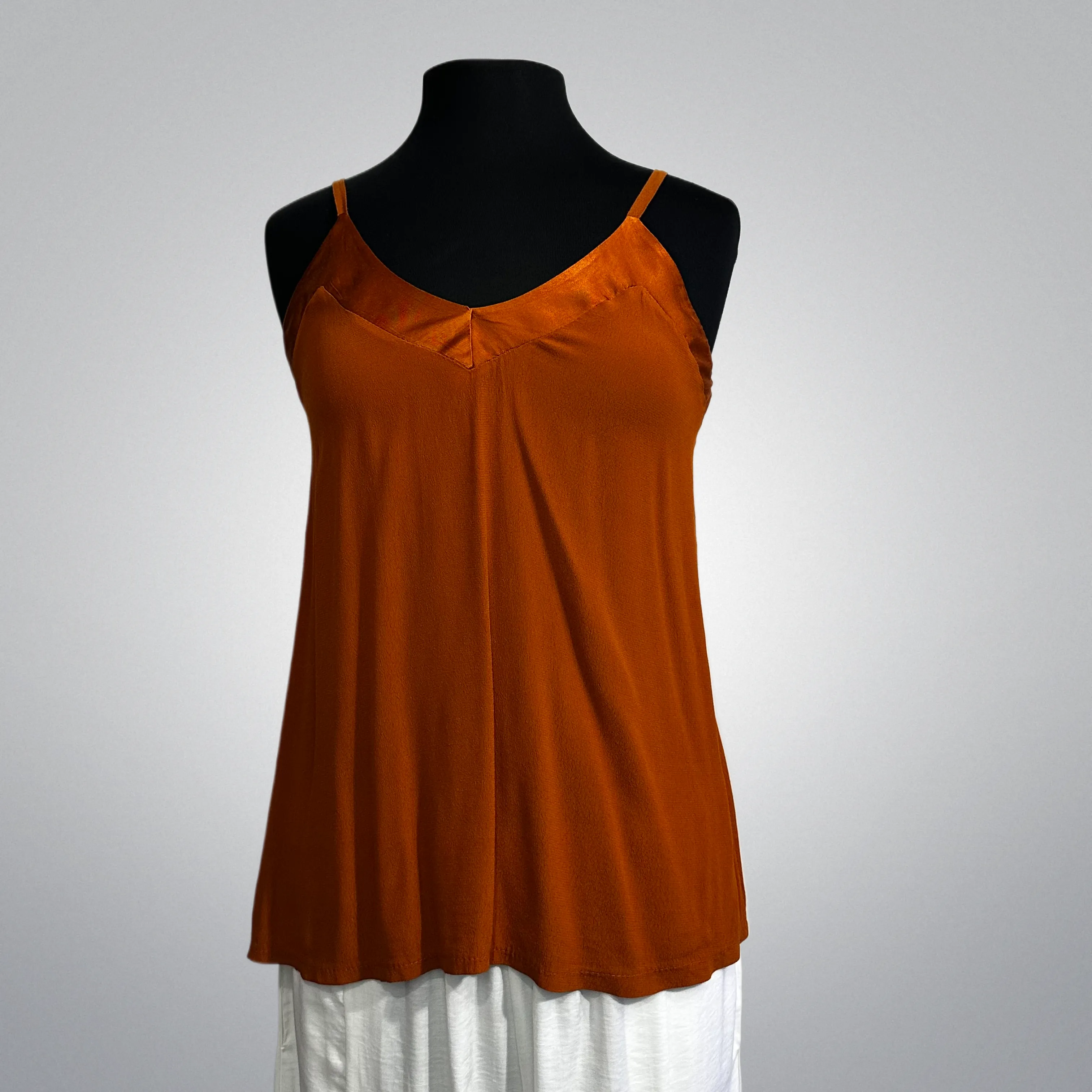 Sleeveless Top With Satin V-Neck