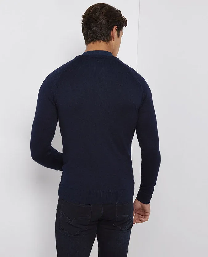 Slim Fit Merino Wool-Blend Full-Zip Sweater