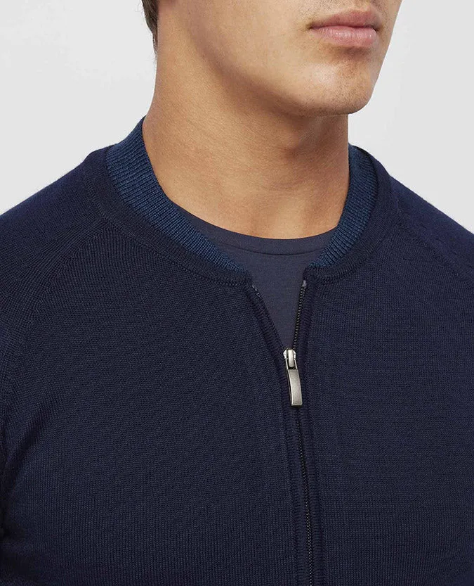 Slim Fit Merino Wool-Blend Full-Zip Sweater