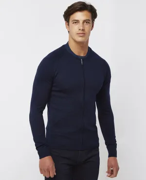 Slim Fit Merino Wool-Blend Full-Zip Sweater