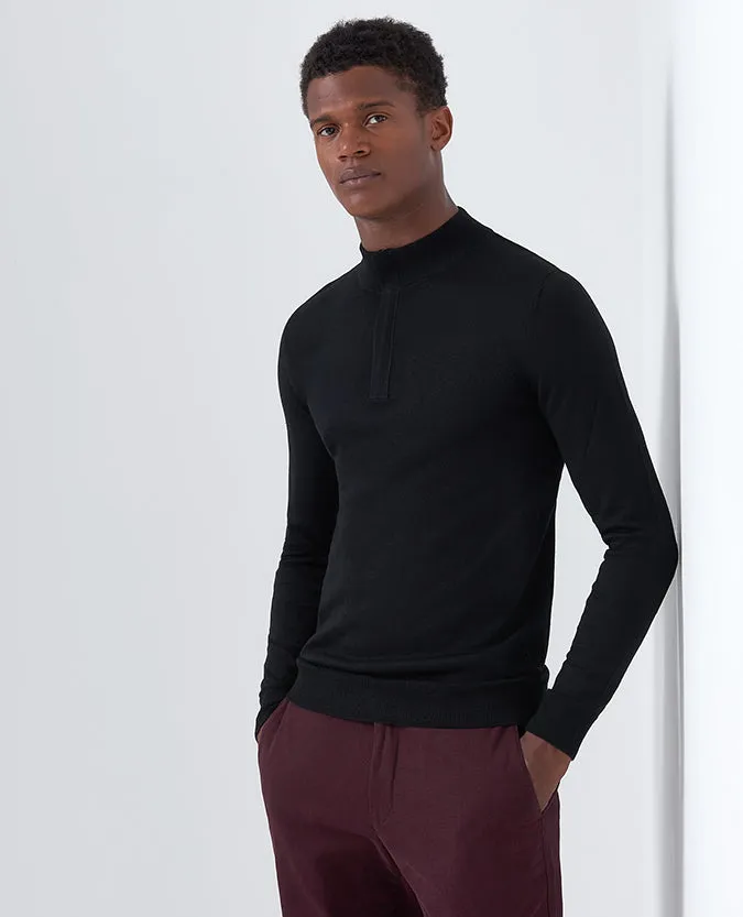 Slim Fit Merino Wool-Blend Half-Zip Sweater