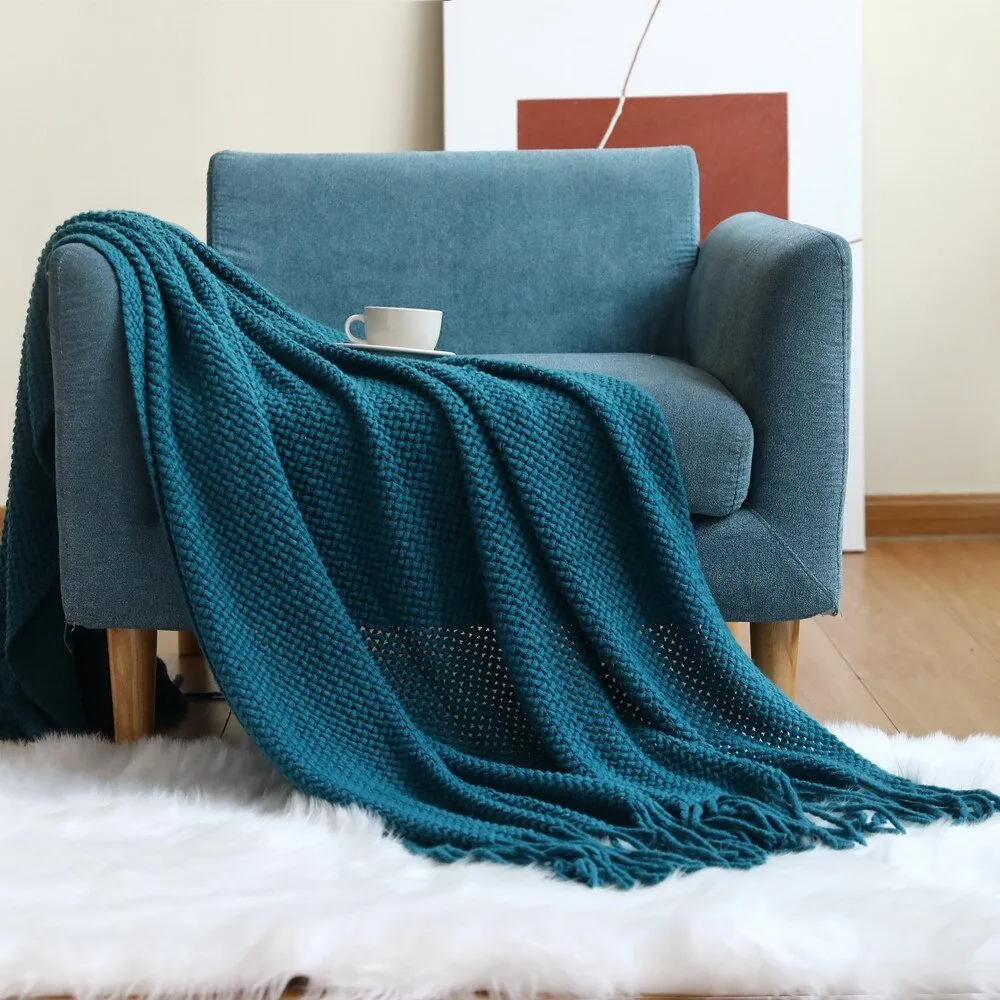 Sofa Blanket Knitted Shawl in Solid Color