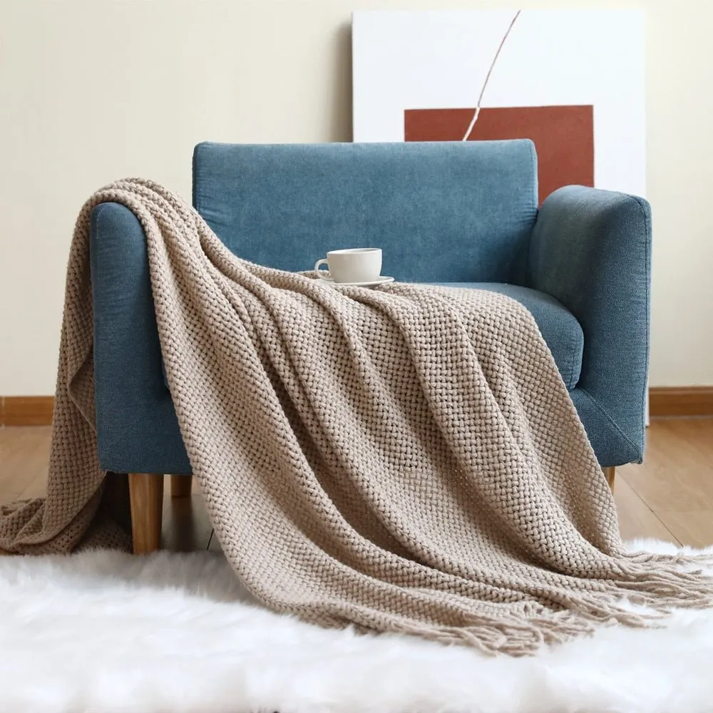 Sofa Blanket Knitted Shawl in Solid Color