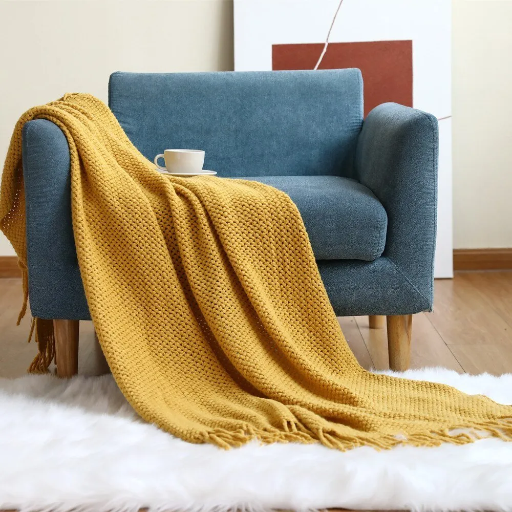 Sofa Blanket Knitted Shawl in Solid Color