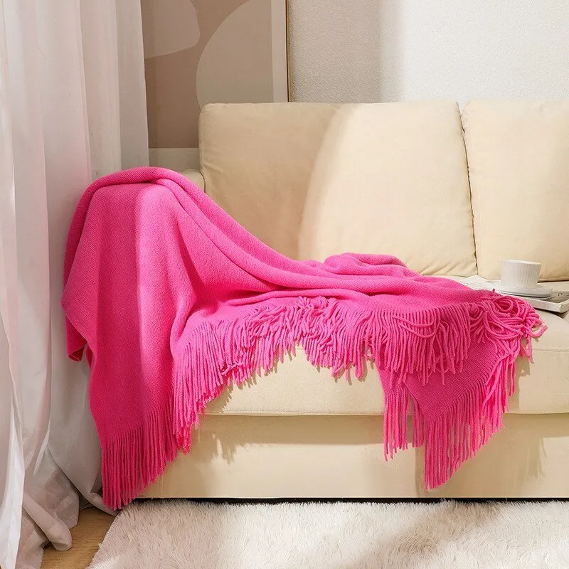 Sofa Blanket Knitted Shawl in Solid Color