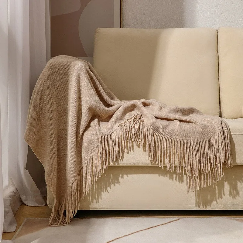 Sofa Blanket Knitted Shawl in Solid Color