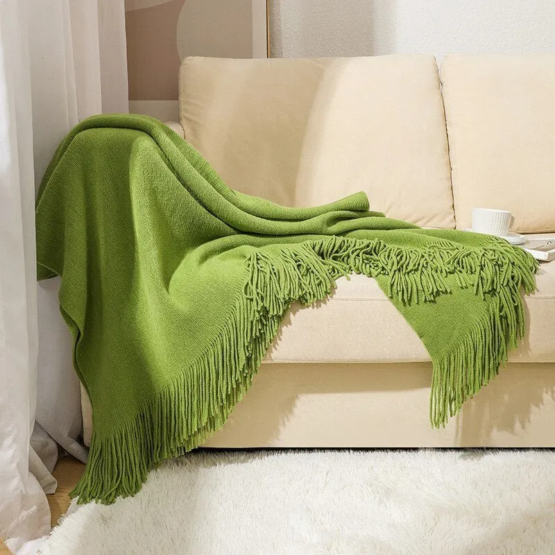 Sofa Blanket Knitted Shawl in Solid Color