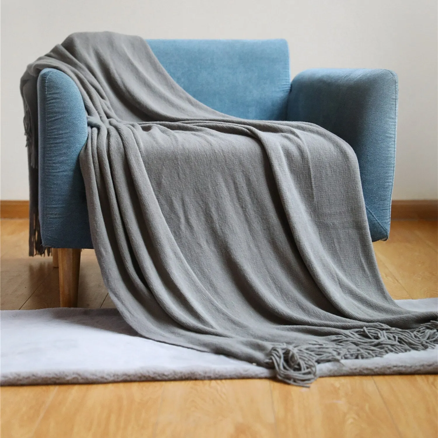 Sofa Blanket Knitted Shawl in Solid Color