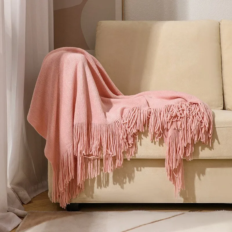 Sofa Blanket Knitted Shawl in Solid Color