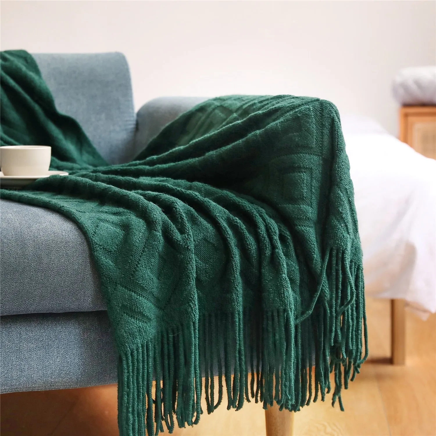 Sofa Blanket Knitted Shawl in Solid Color