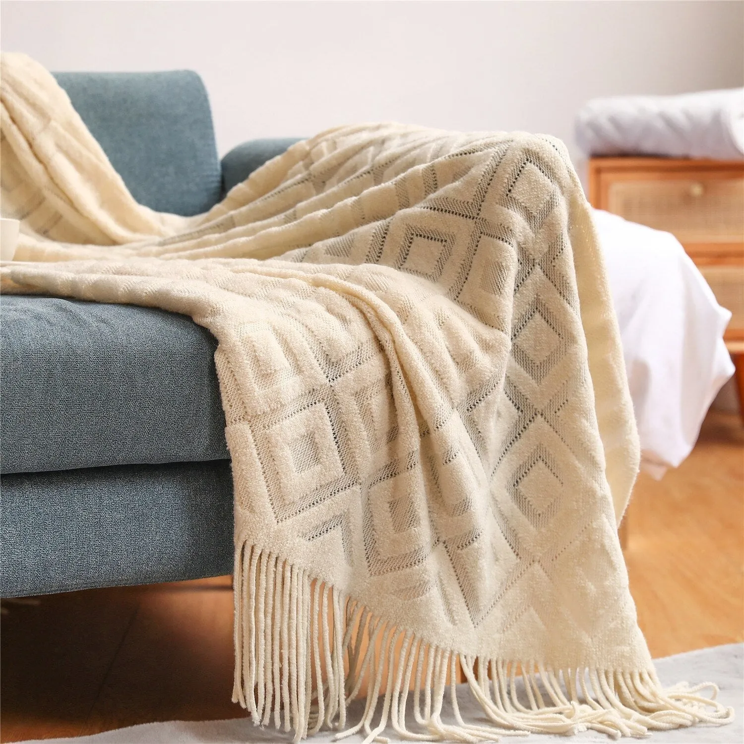 Sofa Blanket Knitted Shawl in Solid Color