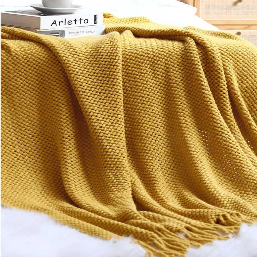 Sofa Blanket Knitted Shawl in Solid Color