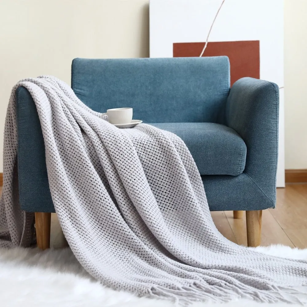 Sofa Blanket Knitted Shawl in Solid Color