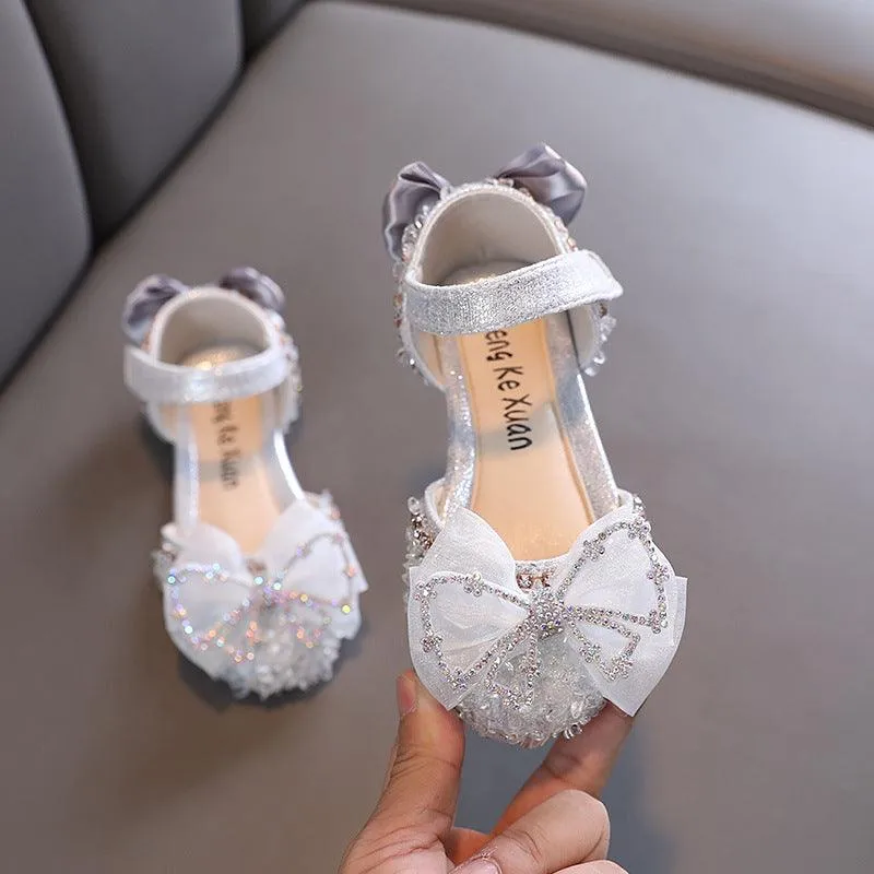 Sparkling Princess Shoes Exquisite Bow Design Comfort Meets Style The Ideal Shoes for Girls