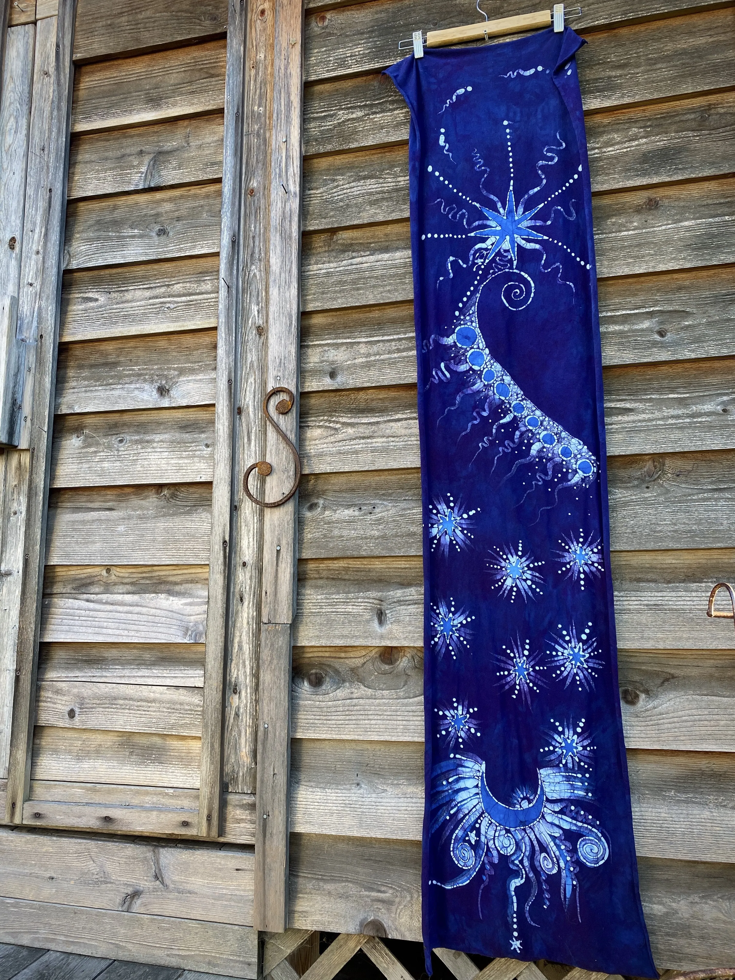 Starseed Moongazer  - Hand Painted Organic Knit Fabric Scarf