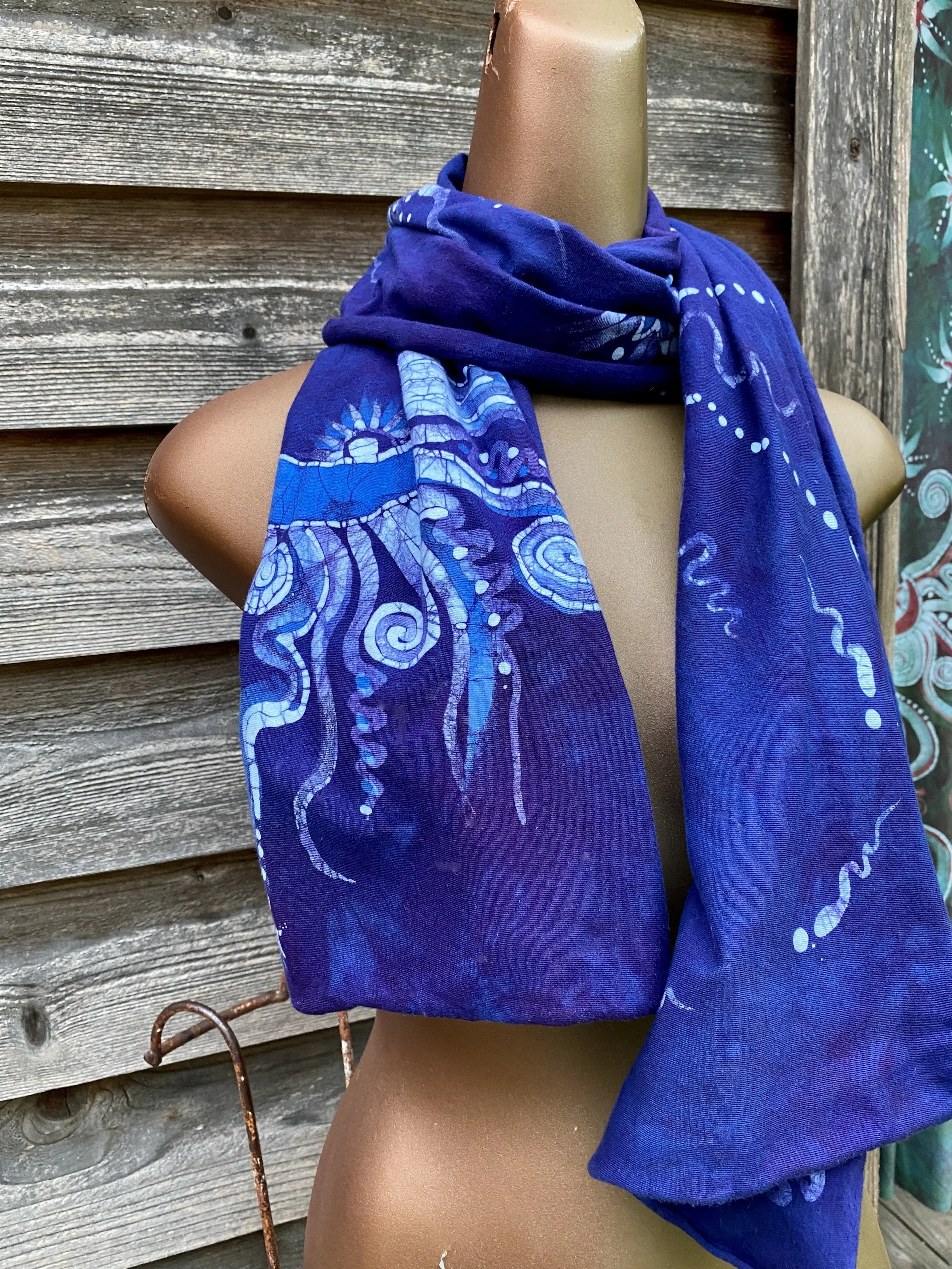 Starseed Moongazer  - Hand Painted Organic Knit Fabric Scarf