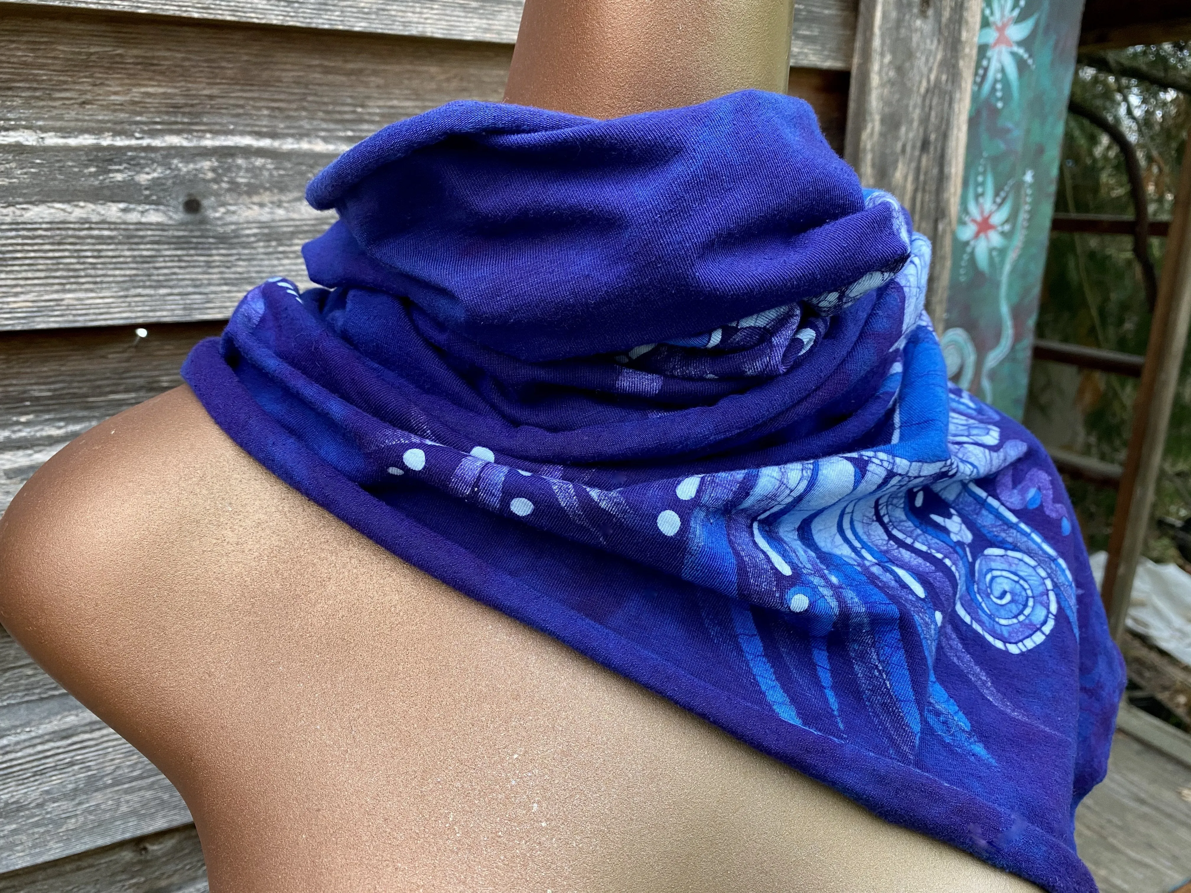 Starseed Moongazer  - Hand Painted Organic Knit Fabric Scarf