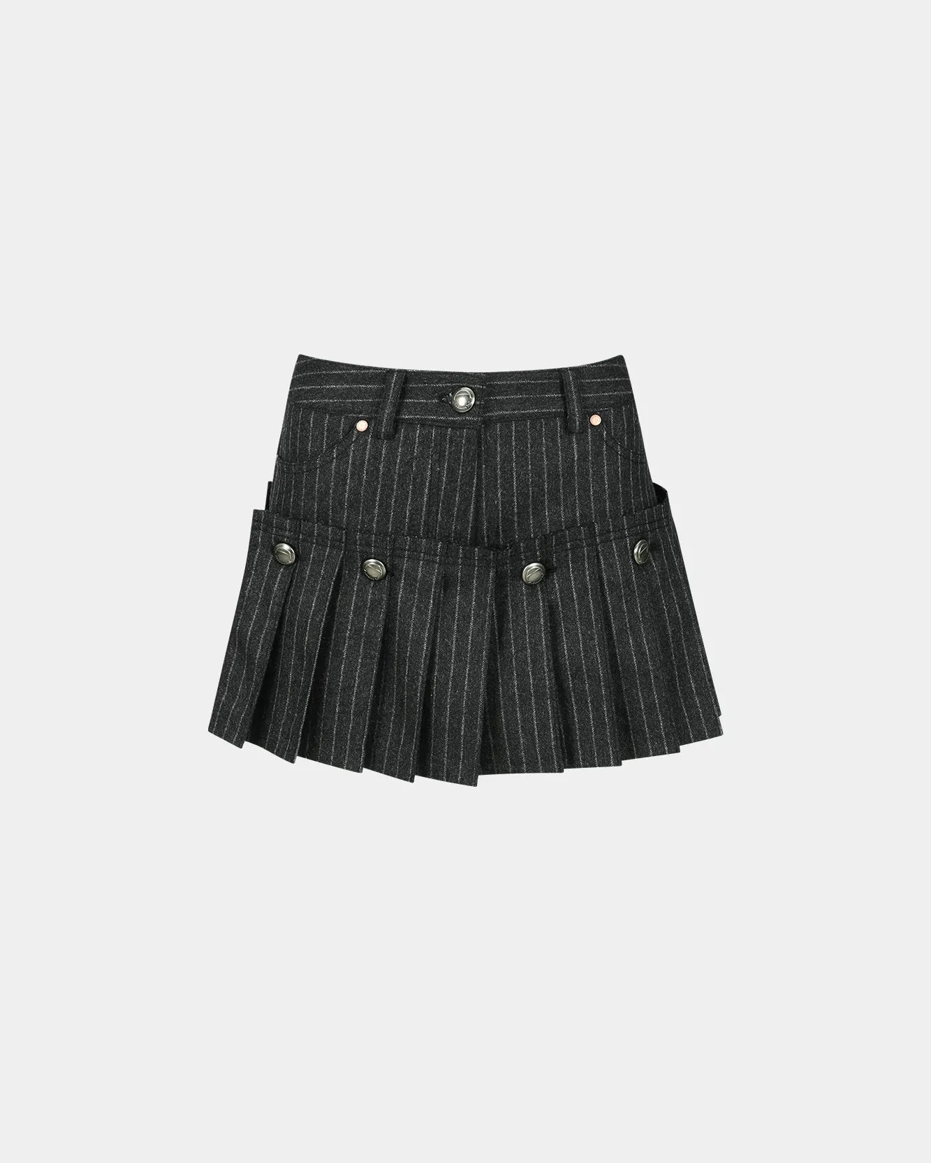 STRIPE WOOL SKORT apa761w(BLACK)