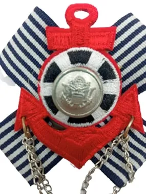 Striped Emblem Red Anchor Brooch