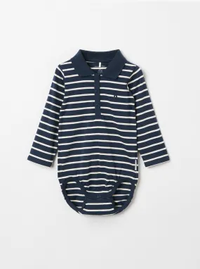 Striped Polo Shirt Babygrow