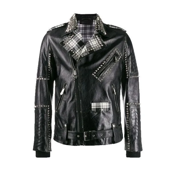 Stylish Studded Biker Printed Celebrity Jacket for Men