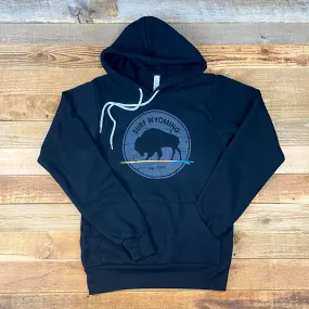 Surf Wyoming® Gradient Longboard Bison Hoodie - Black