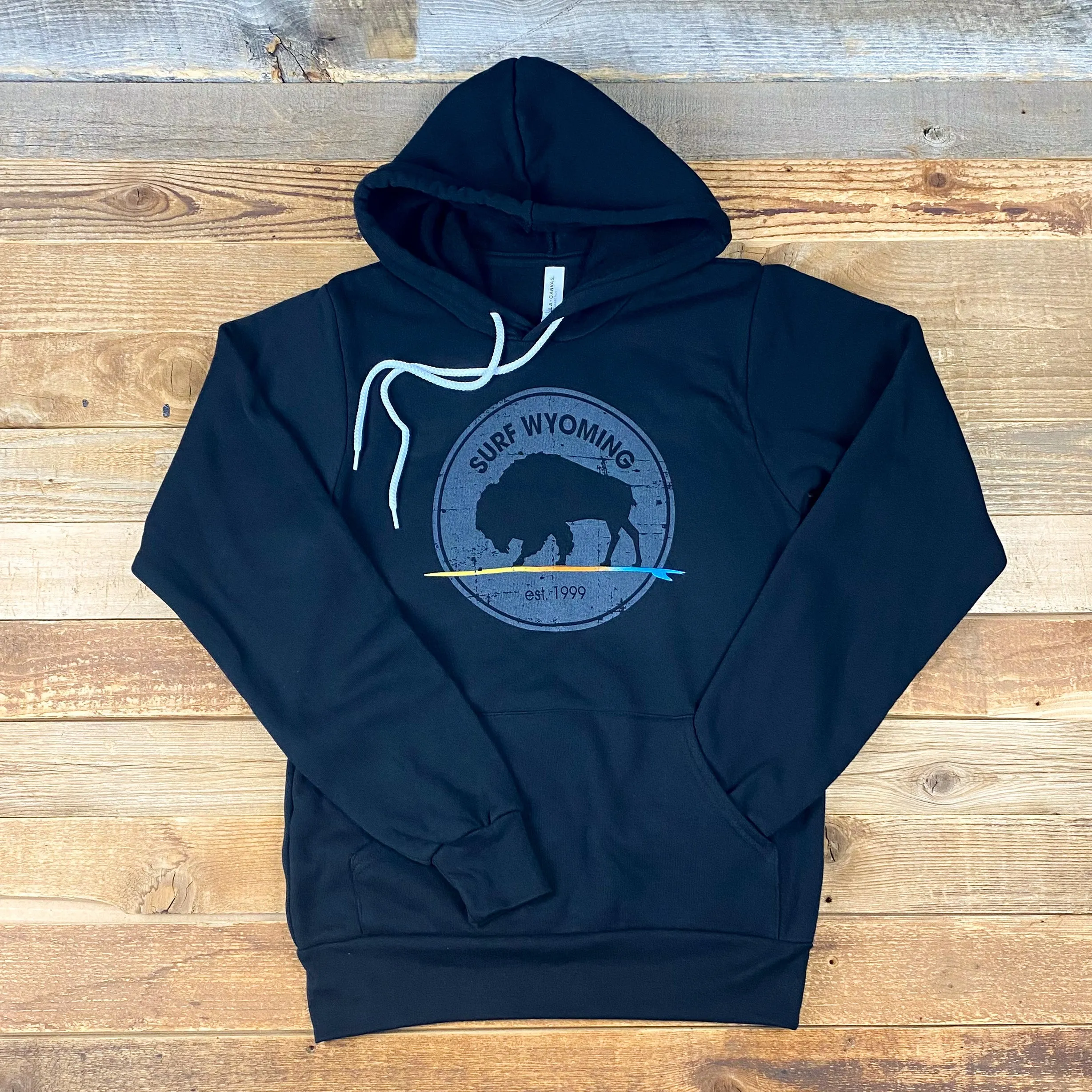 Surf Wyoming® Gradient Longboard Bison Hoodie - Black