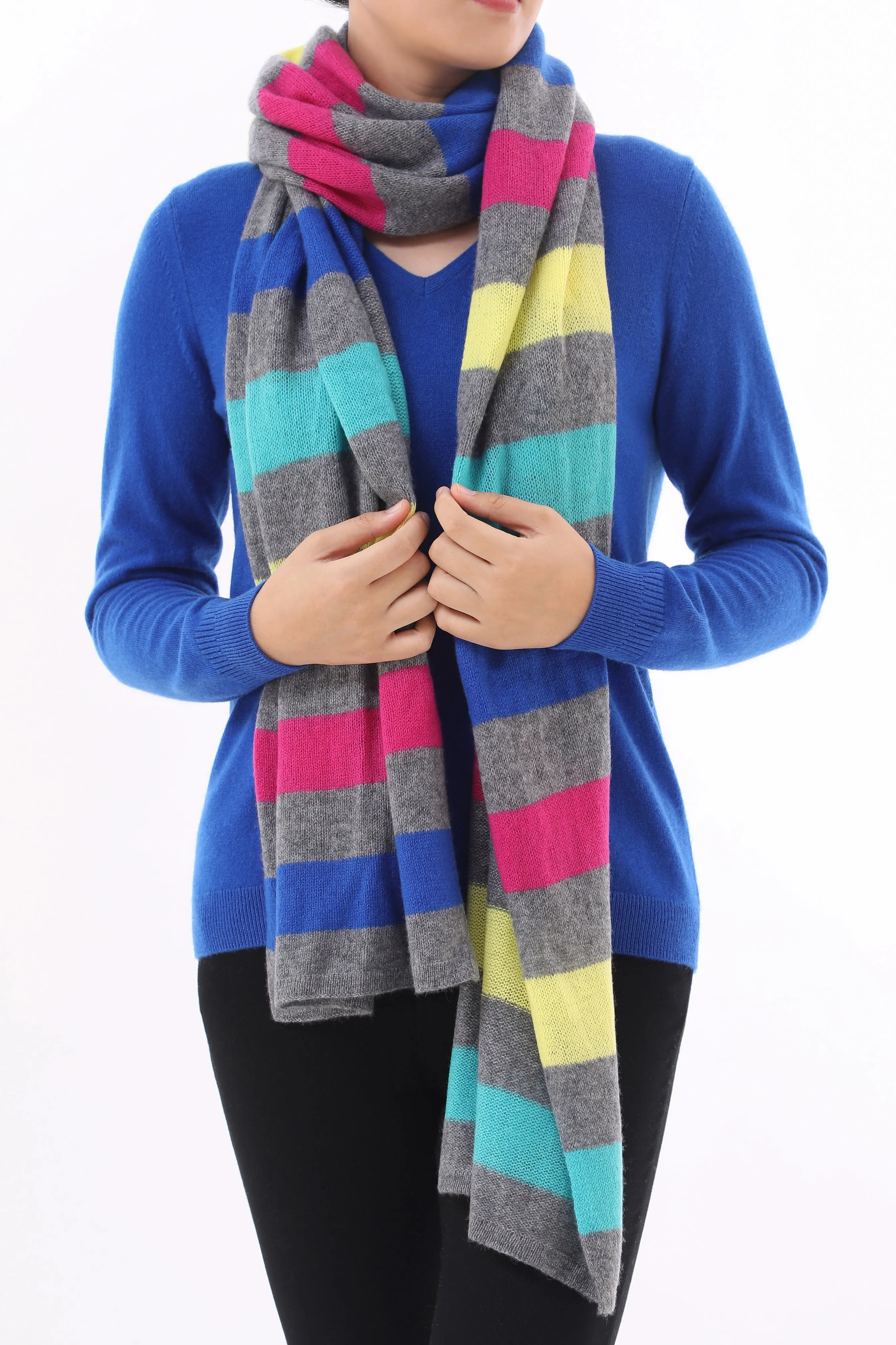 Sustainable Cashmere Lofty Scarf - Multi Stripe