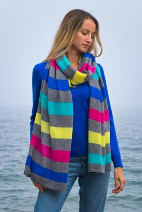 Sustainable Cashmere Lofty Scarf - Multi Stripe