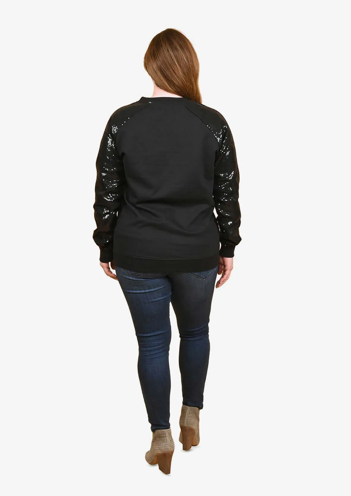 Sweat Top With Sequin Sleeves