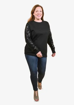 Sweat Top With Sequin Sleeves