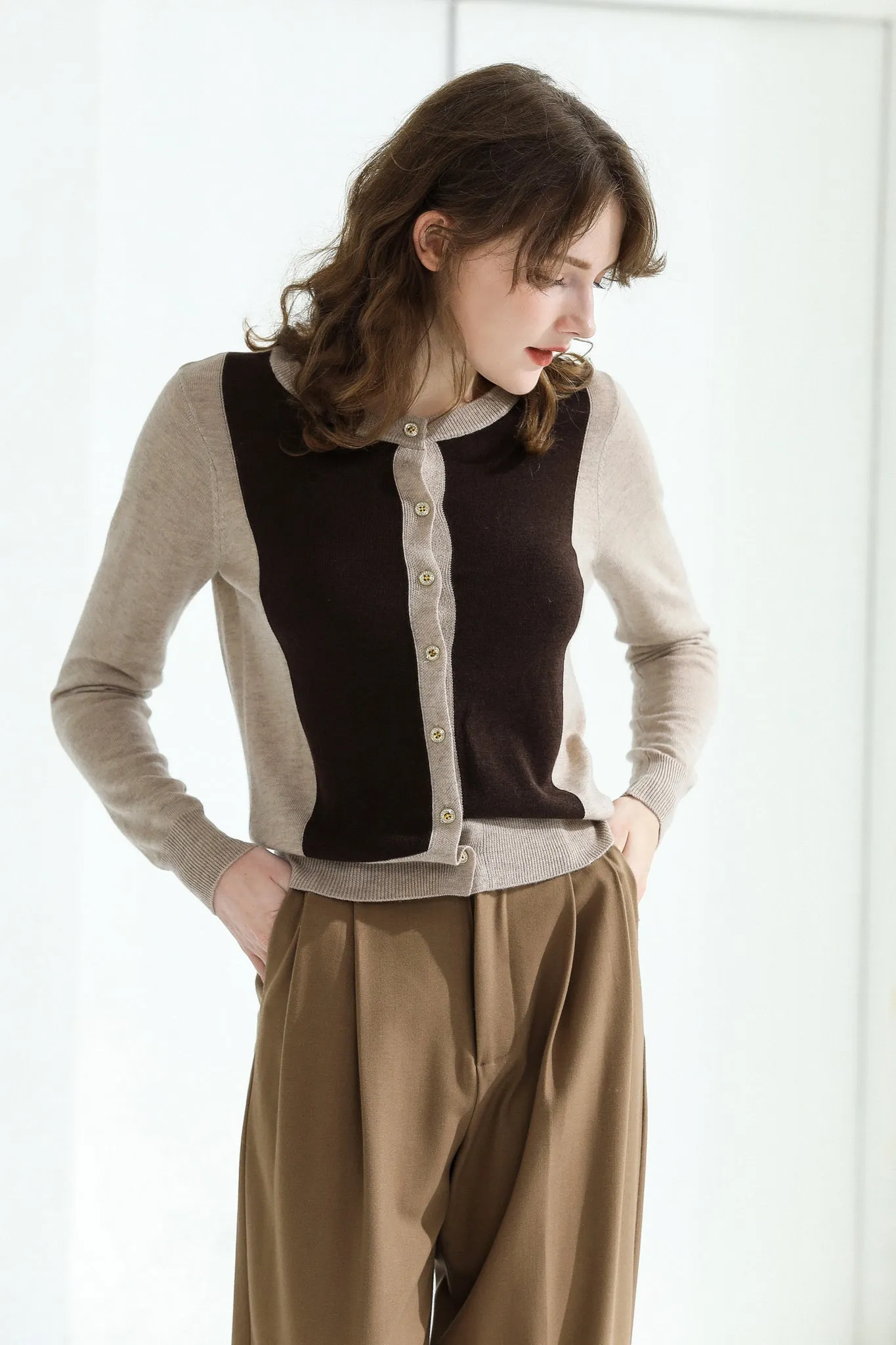 Sylphide | Dorothy Two Tone Wool Cardigan