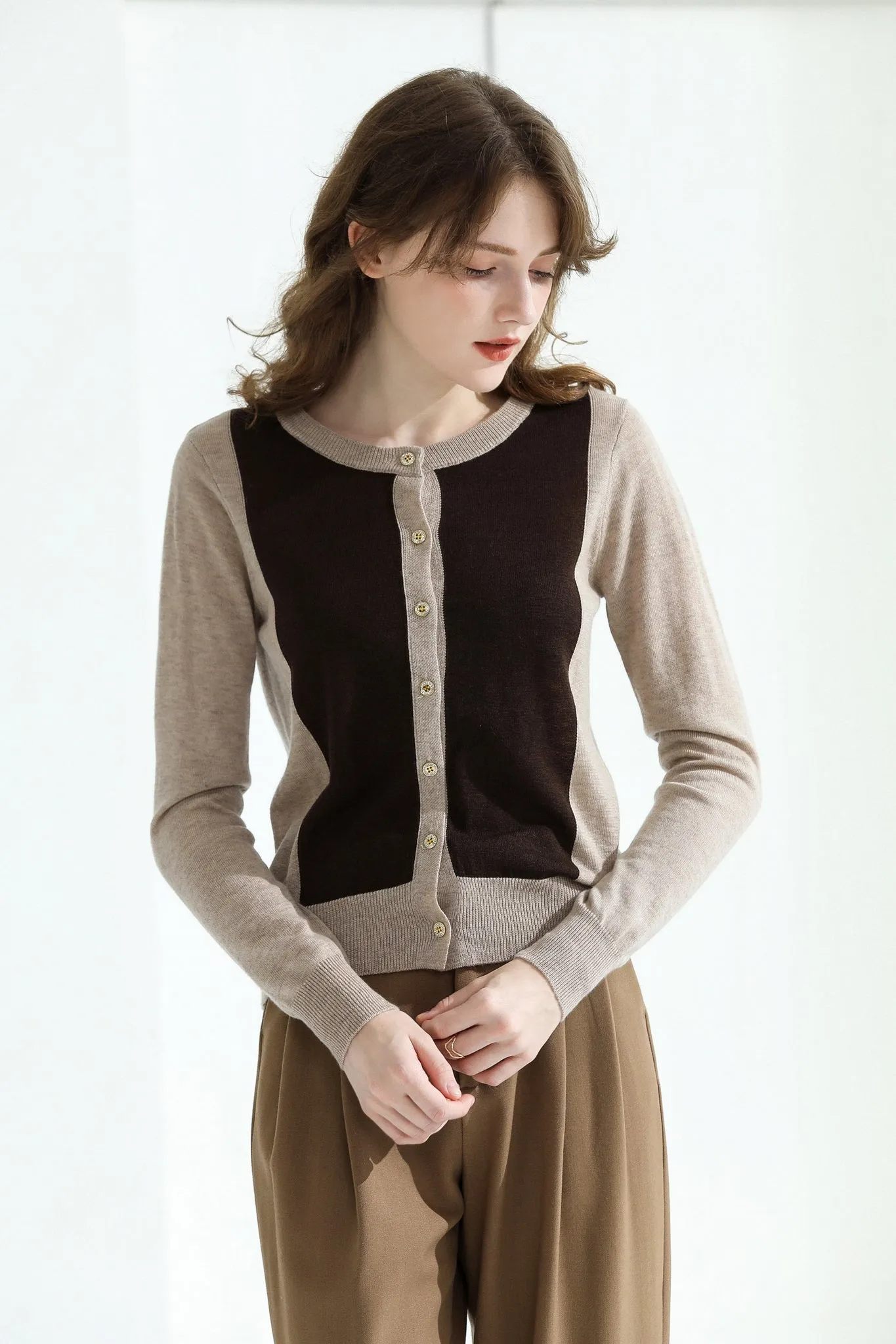 Sylphide | Dorothy Two Tone Wool Cardigan