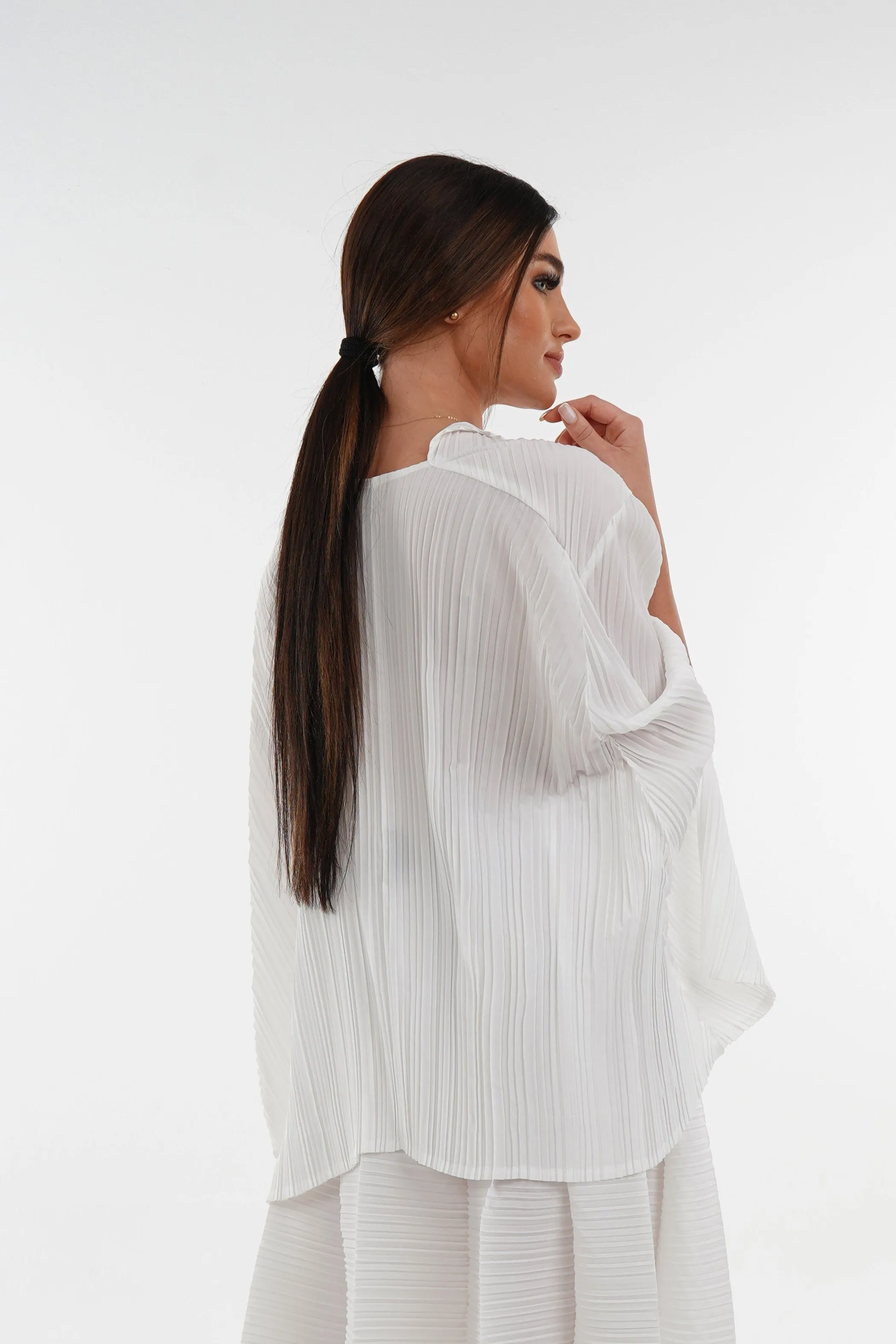 Symphony Pleated Cardigan With Open Sleeves