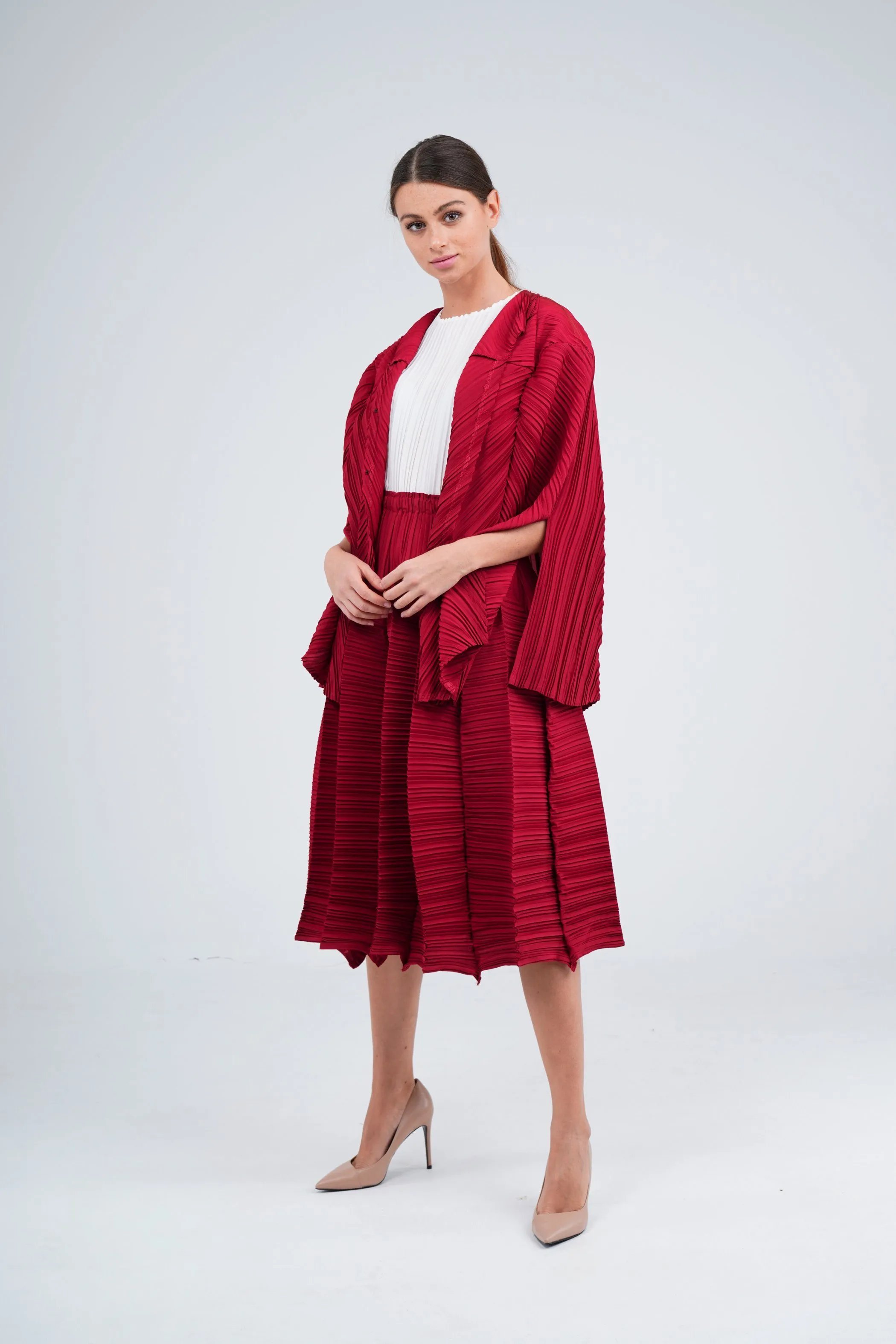 Symphony Pleated Cardigan With Open Sleeves