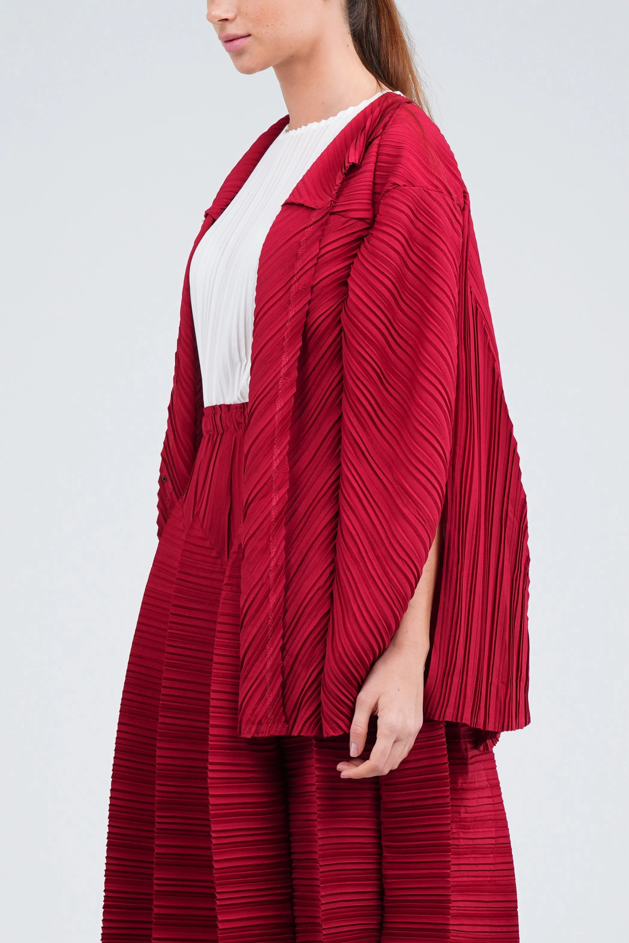 Symphony Pleated Cardigan With Open Sleeves