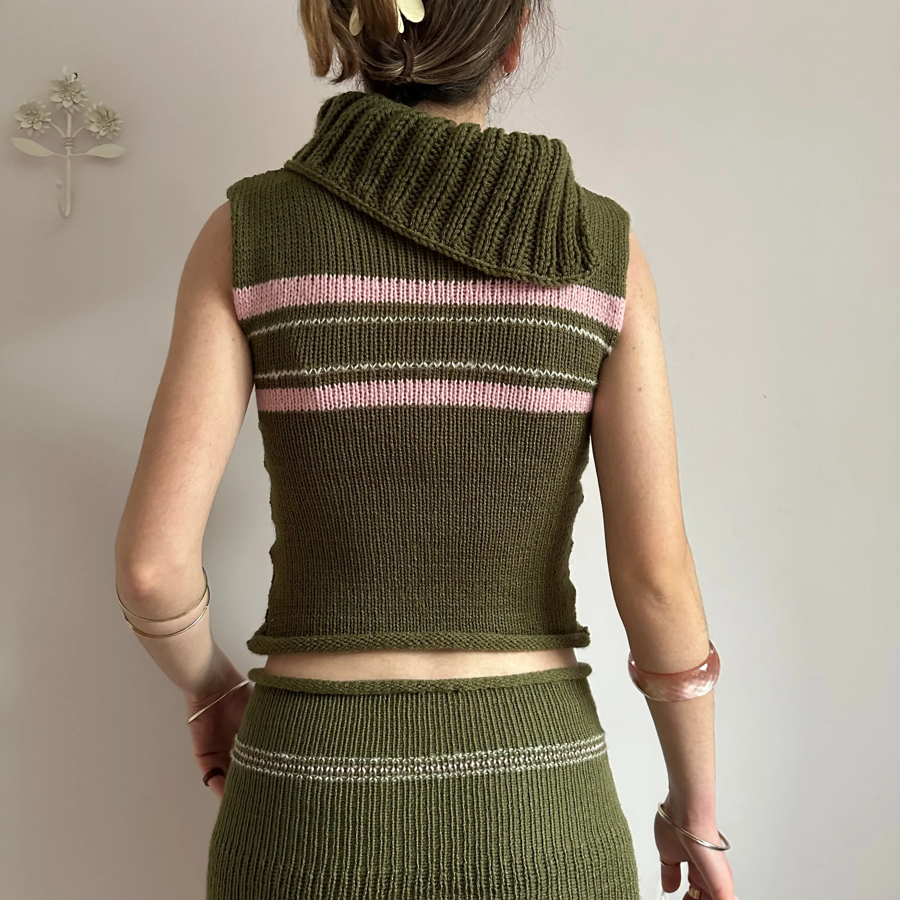 The Jade Set - matching turtleneck knit vest and mini skirt