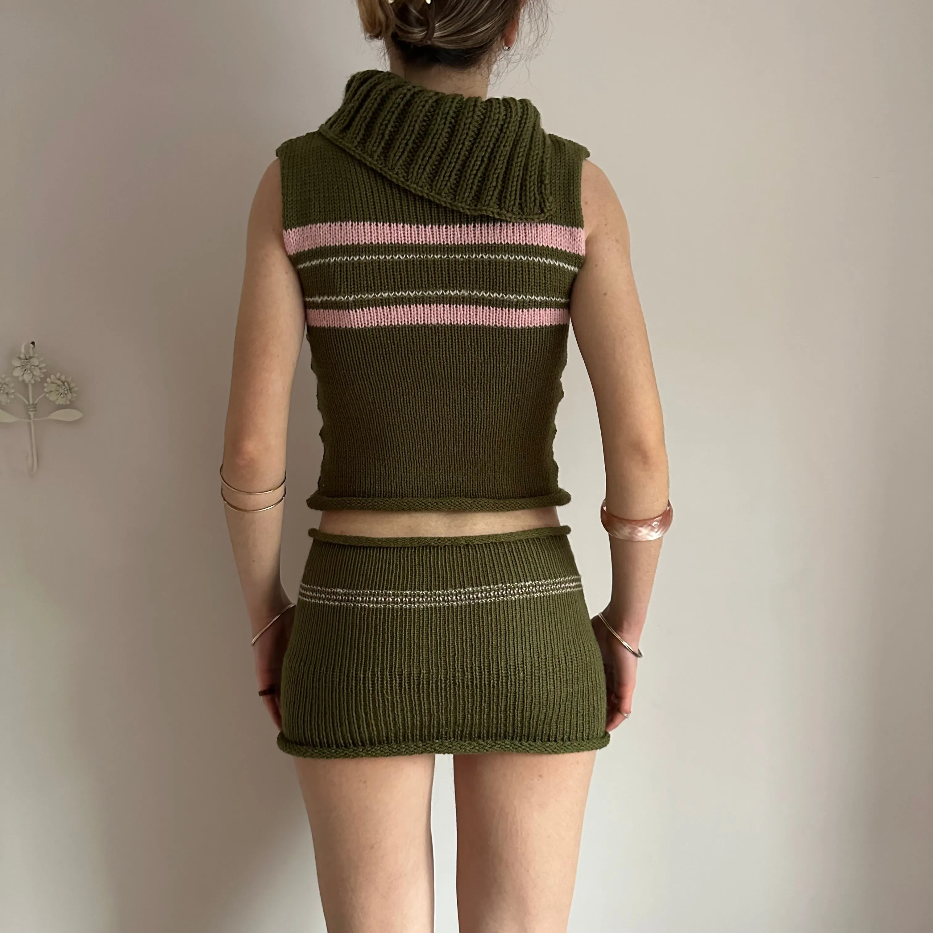 The Jade Set - matching turtleneck knit vest and mini skirt