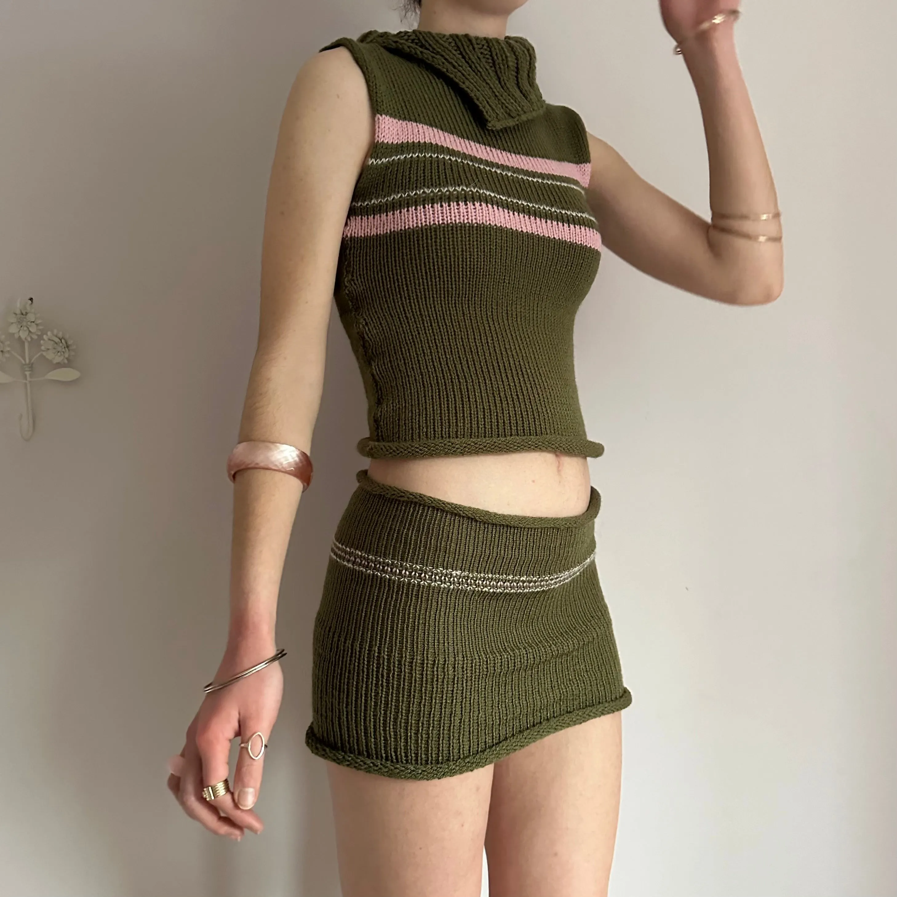 The Jade Set - matching turtleneck knit vest and mini skirt