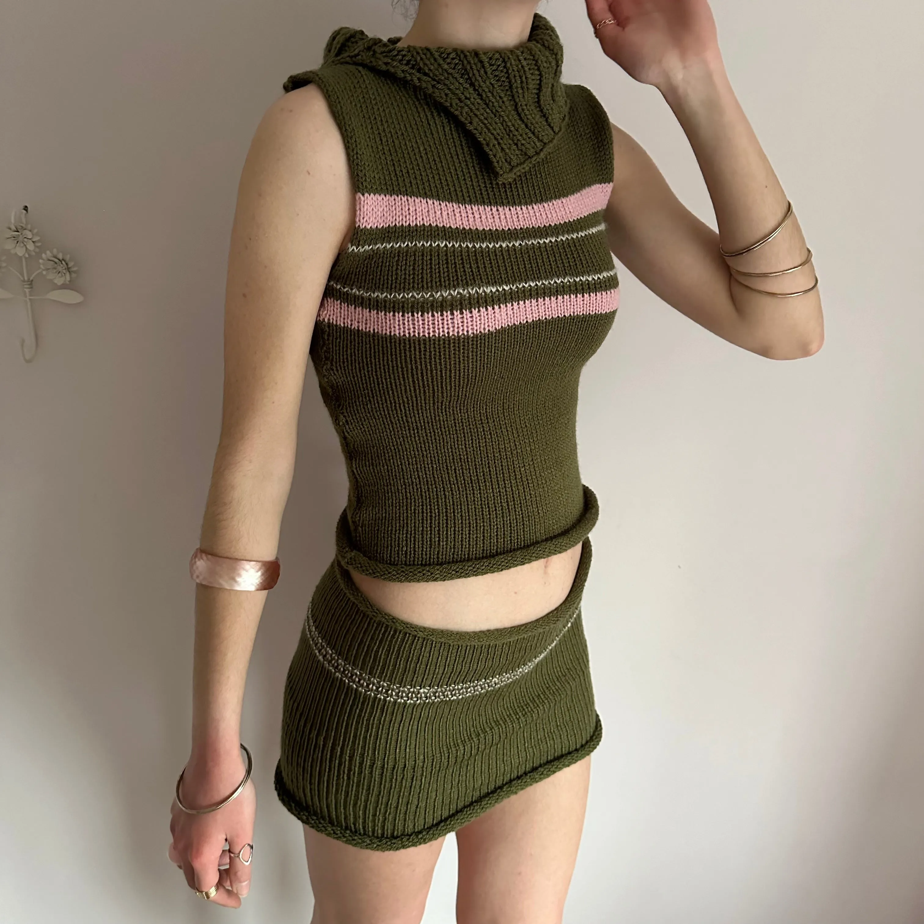 The Jade Set - matching turtleneck knit vest and mini skirt