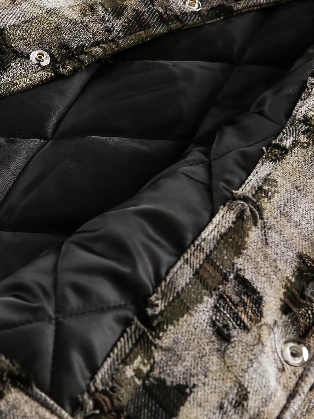 Thesupermade Camouflage Detachable Fur Collar Quiled Jacket