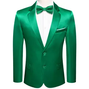 Ties2you Men's Suit Emerald Green Satin Notched Collar Suit Jacket Slim Blazer