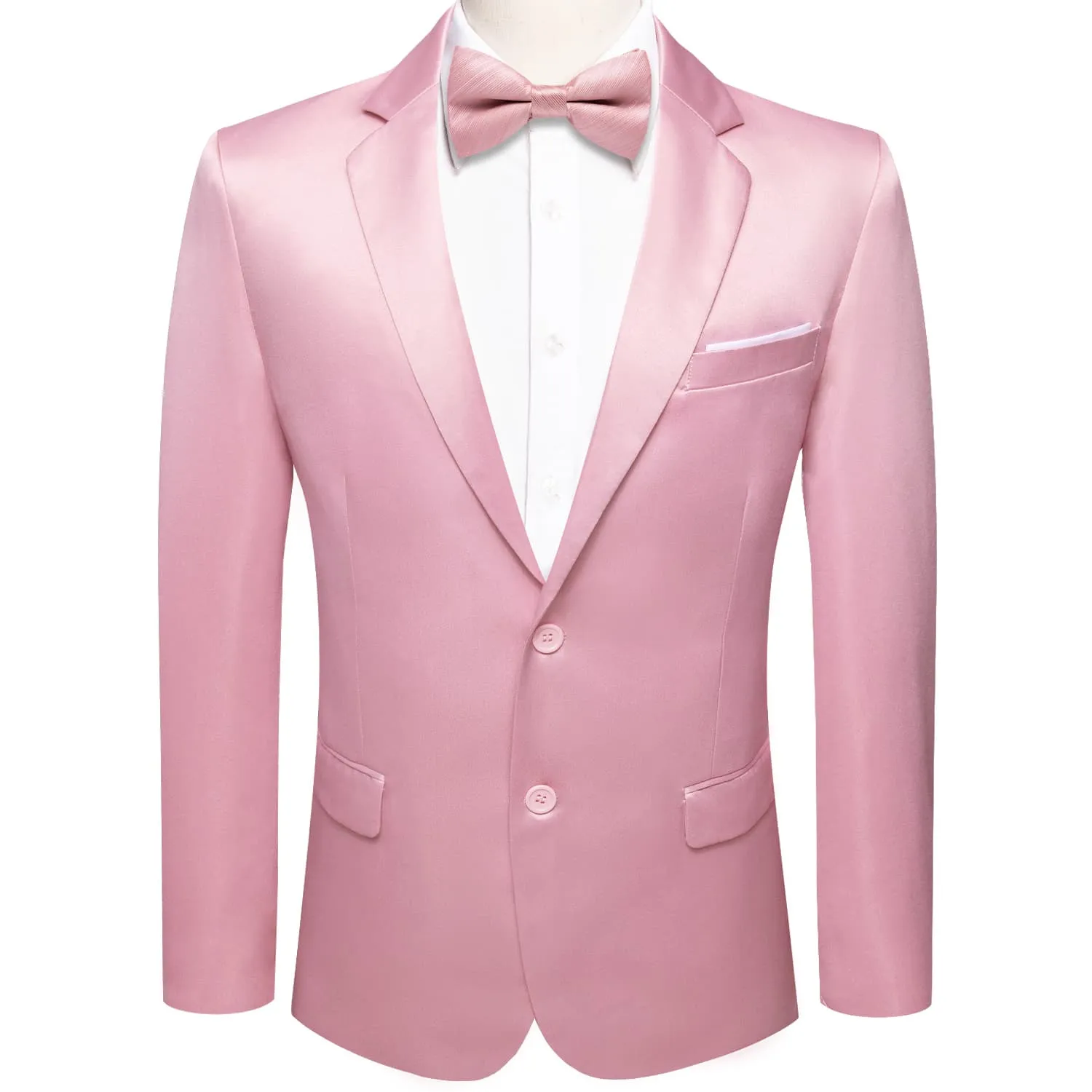 Ties2you Men's Suit Pink Satin Notched Collar Suit Jacket Slim Blazer Wedding