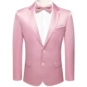 Ties2you Men's Suit Pink Satin Notched Collar Suit Jacket Slim Blazer Wedding